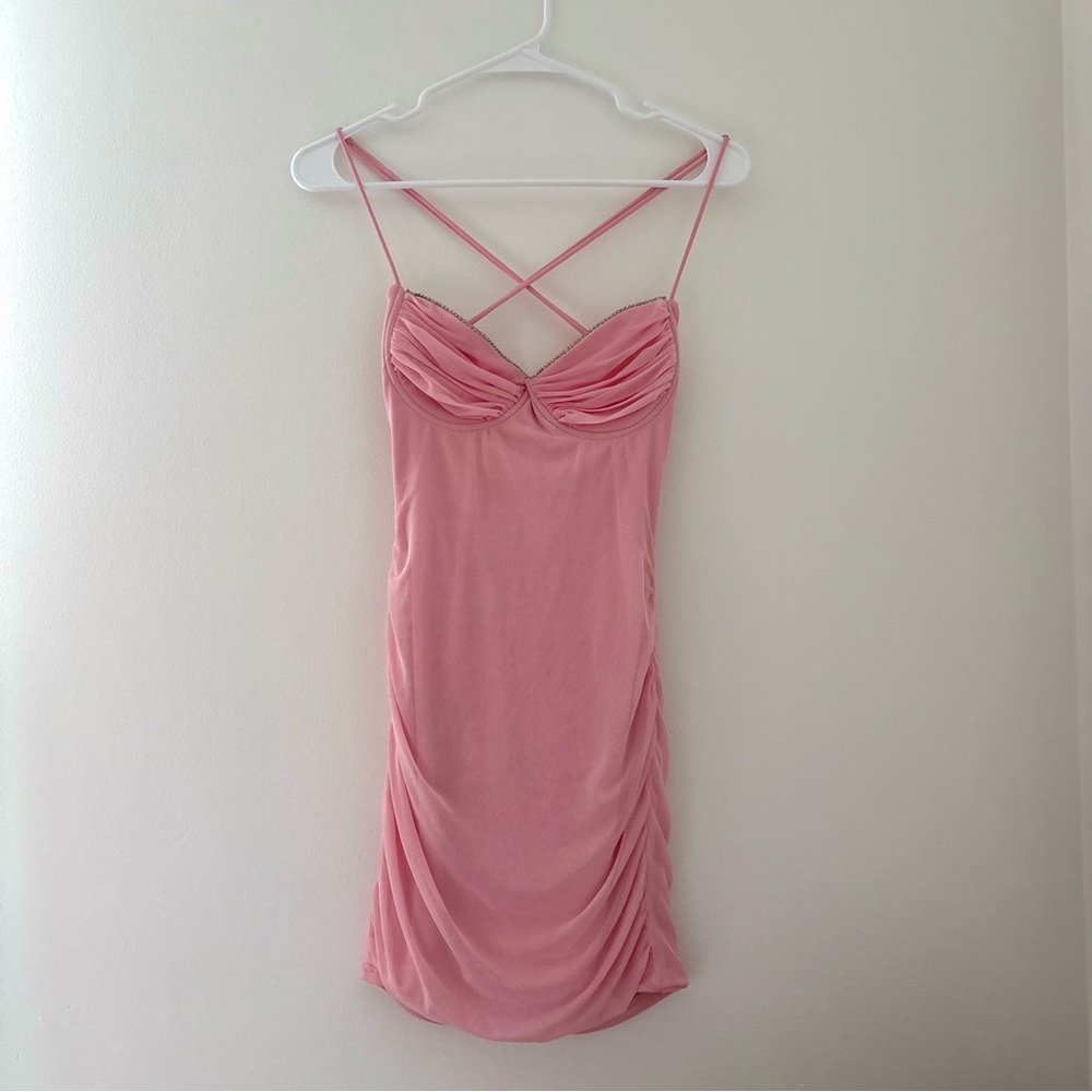 lucy in the sky pink mini dress